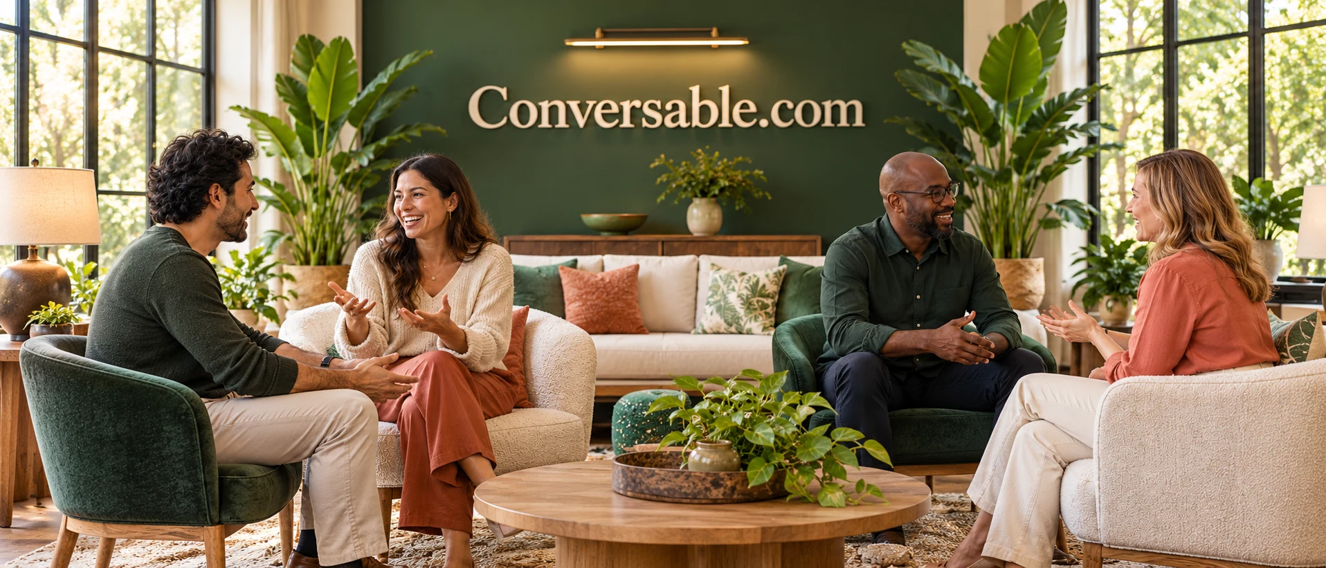 A conversation practice club conversation scene